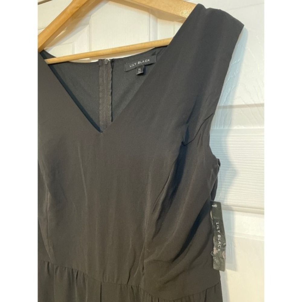 Lily Black Wide Leg Ruffle Cuff Crop Sleeveless Jumpsuit XL Romantic Flowy NEW - Picture 9 of 10